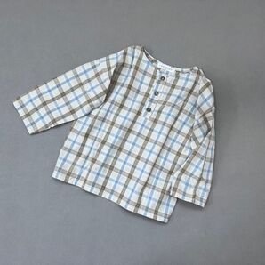 韓国子供服 monbebe check shirt