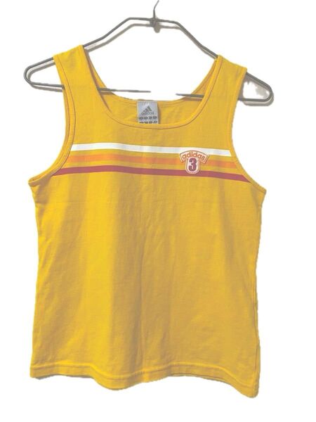 期間限定値下げ!adidas タンクトップ イエロー レディース Mサイズ 80s 90s ビンテージ タンクトップ 古着