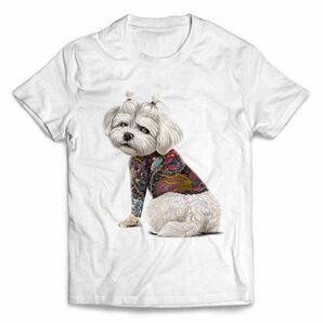 マルチーズ 犬 いぬ タトゥー 刺青 半袖 Tシャツ メンズ レディース キッズ プリント Tee