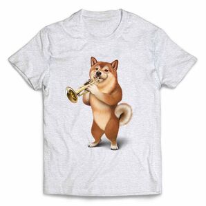 柴犬 しばいぬ トランペット 楽器 半袖 Tシャツ メンズ レディース キッズ プリント TEE