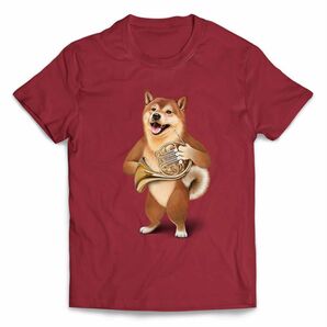 柴犬 しばいぬ ホルン 音楽 楽器 半袖 Tシャツ メンズ レディース キッズ プリント