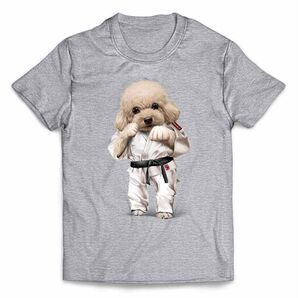 アプリコット プードル 犬 いぬ 空手 柔道 合気道 武道 白 半袖 Tシャツ メンズ レディース キッズ プリント Tee