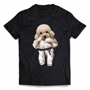 アプリコット プードル 犬 いぬ 空手 合気道 武道 柔道 白 半袖 Tシャツ メンズ レディース キッズ プリント