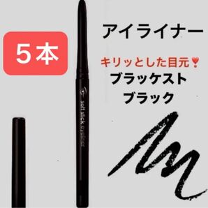 5本 ブラッケストブラック キリッとした印象 柔らかタッチ 発色よく長持ち ソフトスティックアイライナー 繰り出し 削る手間無し