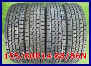 ★2018年製 155/80R14 88/86N LT ダンロップ WINTER MAXX SV01 中古 スタッドレス 4本 14インチ★