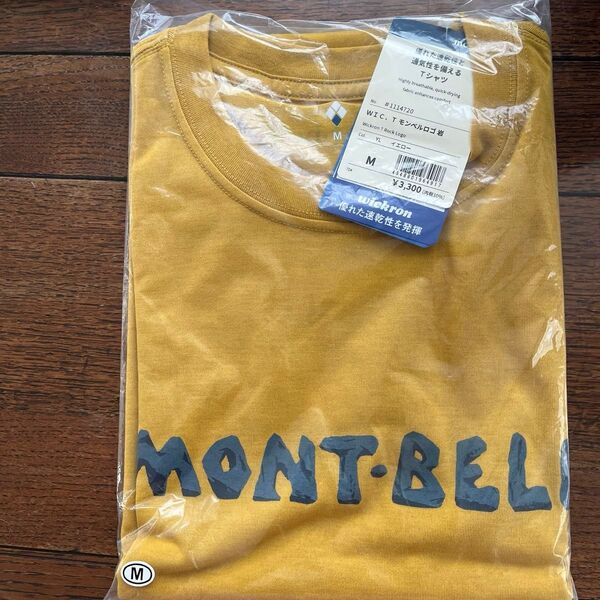 新品未開封 モンベル mont-bell WIC.T モンベルロゴ 岩 Tシャツ イエロー(YL) M