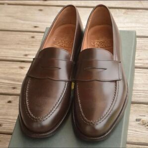 美品 CROCKETT&JONES BOSTON2 7E ダークブラウン ローファー
