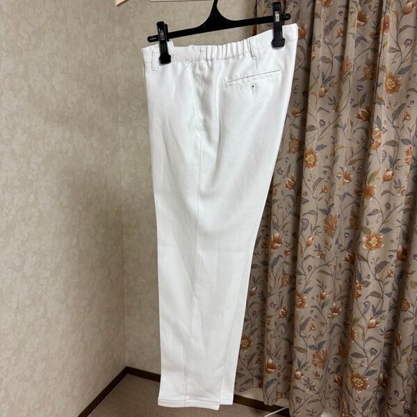 AOKI メンズ 春夏物 パンツ スラックス ストレッチ ホワイト ウエスト91cm〜94cm 股下丈76cm LLサイズ