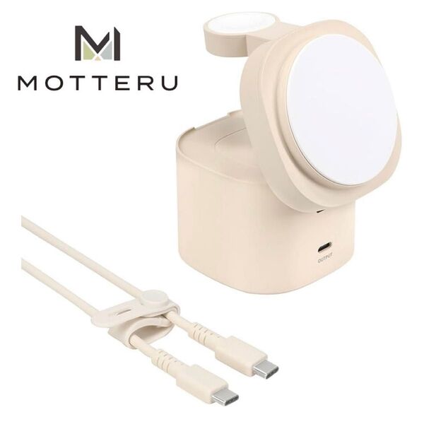 MOTTERU 4in1 Qi2充電器 / シリコンケーブル付属 / MOT-QI15W04-EC