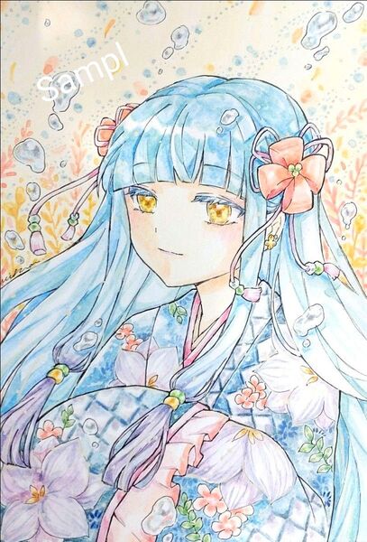 手描きイラスト 穏やかな微笑み オリジナル