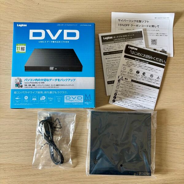 ロジテック ポータブルDVDドライブ USB2 ブラック 外付け Logitec DVDドライブ