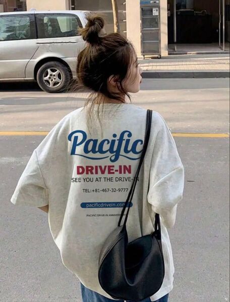 Pacific DRIVE-IN ビッグシルエットTシャツ ライトグレーXL