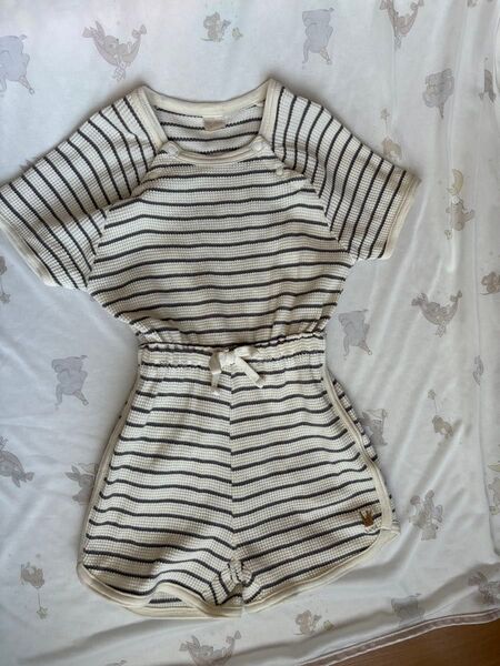 女の子 男の子ベビー 子供服 上下セット セットアップ 夏服半袖トップス ボトムス 90