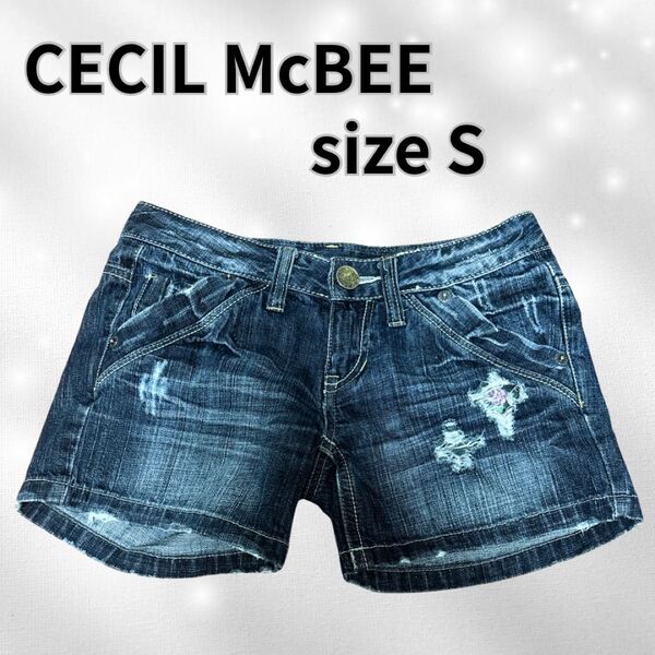 CECIL McBEE ダメージデニムショートパンツ S