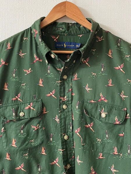 POLOラルフローレン ハンター柄 総プリント ボタンダウンシャツ XXL