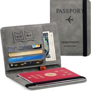 パスポートケース 財布 スキミング防止 カードケース メンズ レディース 収納 グレー