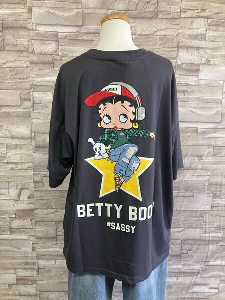 新品 ベティちゃんBettyBoop ベティブープ半袖Tシャツゆったりグレー