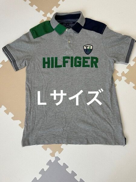 TOMMY HILFIGERポロシャツ グレー灰色Lサイズ ゴルフウェア 半袖