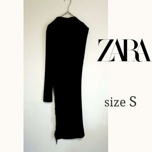 【ZARA】 美品ワンショルダーロングワンピース ブラック S パーティー二次会お呼ばれワンピース