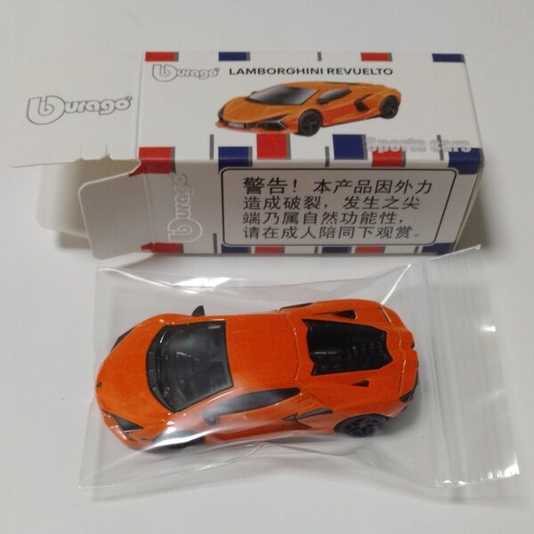 ランボルギーニ ミニカー 1/64 開封済み burago Lamborghini revuelto オレンジ