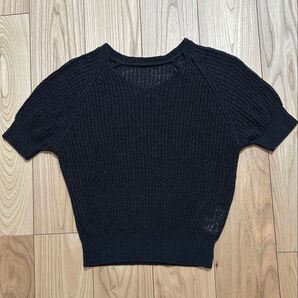黒の半袖ニット サマーニット フリーサイズ