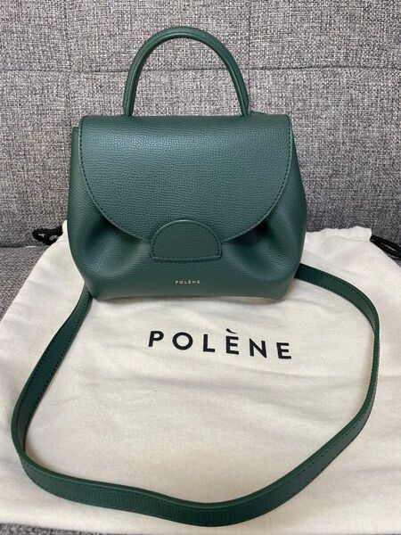 週末限定 POLENE ポレーヌ ナンバーワンナノ ヌメロアンナノ グリーン 緑 ショルダーバッグ numero un nano