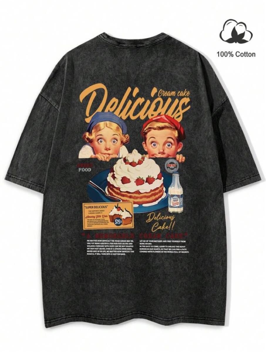 Manfinity Hypemode ロースフィットメンズ スローガン&エンジェルプリント ドロップショルダーTシャツ