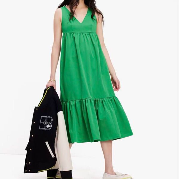 美品◆KATE SPADE NEW YORK ノースリーブ V ロングワンピース