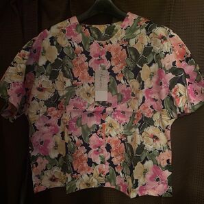 昭和レトロ 半袖 花柄 ブラウス レトロ 前ボタン 花柄シャツ ミセス 11号 シニア