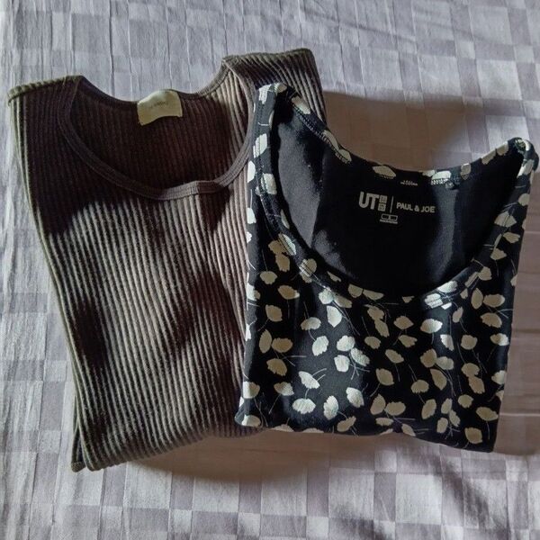 THE HINOKI リブ半袖 綿100 & ユニクロ UT PAUL&JOE 半袖Tシャツ 2枚セット