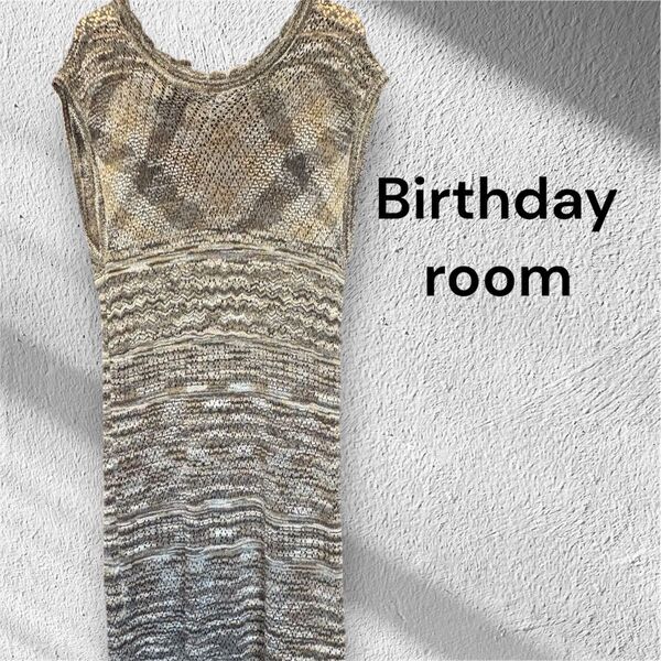 Birthdayroomミックスカラーニットチュニックワンピース ノースリーブ