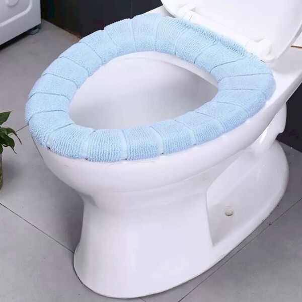 トイレ便座カバー ブルー1枚 柔らか素材 洗い替え 便座 O型 単品