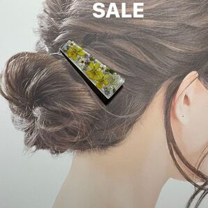 ②マイクロビオラ ヘアクリップ ハンドメイド ヘアアクセサリー レジン ヘアピン ヘアアクセ イエロー系色ビオラ