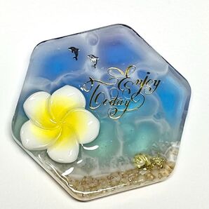 ④海 波 プルメリア 砂浜スマホグリップ,ヘアカフ,ヘアゴム,キーホルダー等に加工致します♪ コメント欄からよろしくお願い致します