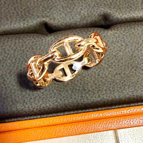 【新品未使用】HERMES エルメス シェーヌダンクルアンシェネ PM リング 16号 18k ローズゴールド 金 ピンクゴールド