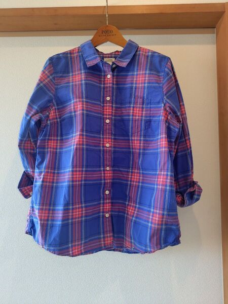 【美品】L.L.Bean エルエルビーン コットンチェックシャツ ブルー 長袖 オールシーズン アメカジ 古着