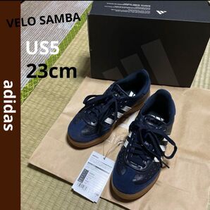 adidas アディダス VELOSAMBA サンバ レザー ネイビー 23.0 シューズ
