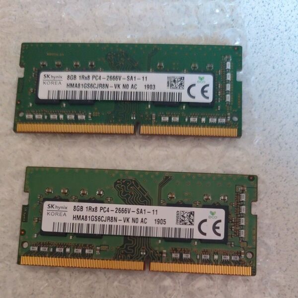ノート用メモリ DDR4 SK HYNIX PC4-2666 16GB 8GB×2枚セット