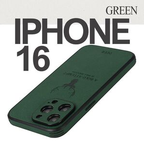iPhone16ケース iPhoneケース 鹿 レザー 新品 耐衝撃 薄型 シンプル かっこいい 人気 グリーン 緑