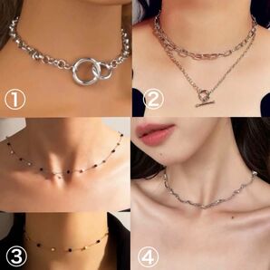 【期間限定】アクセサリーセット ネックレス&チョーカー シルバー 4種類セット レディース