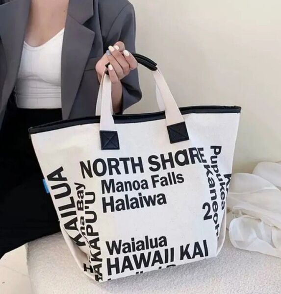 ※LOCO HAWAII※トートバッグ キャンバス バッグ アロハ 白 ホワイト