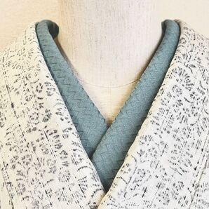 ポリエステルの半衿 水浅葱のジグザグ