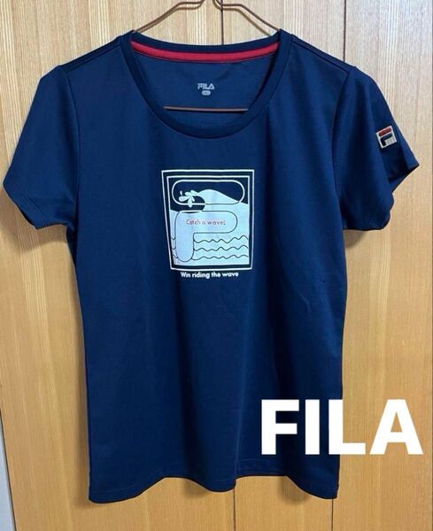 フィラ レディース Tシャツ テニスウェア ネイビー Lサイズ/Mサイズ