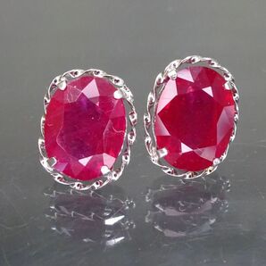 18金ホワイトゴールド K18WG 大粒3.60ct 天然ルビー ピアス