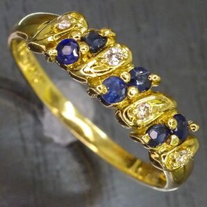 18金K18ゴールド天然サファイア天然ダイヤモンド リング 指輪 10号半