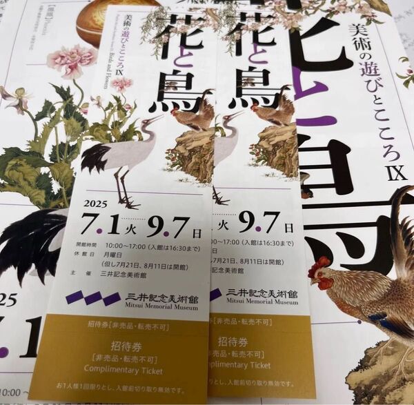 未使用 招待券 三井記念美術館 花と鳥 美術の遊びとこころⅣ 日本橋