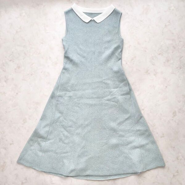 FOXEY NEW YORK フォクシーニューヨーク Knit Dress “Swallow” ノースリーブ白襟ワンピース 38