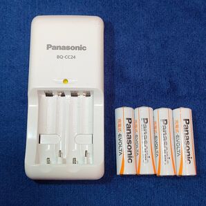 Panasonic 充電器 品番 BQ−CC24・Panasonic EVOLTA 単3形 BK-3LLB 4本
