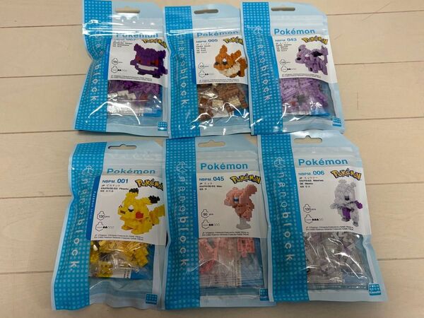 ナノブロック ポケットモンスター ゲンガー ピカチュウ イーブイ エーフィ ミュウ ミュウツー 知的玩具 カワダ 6個セット