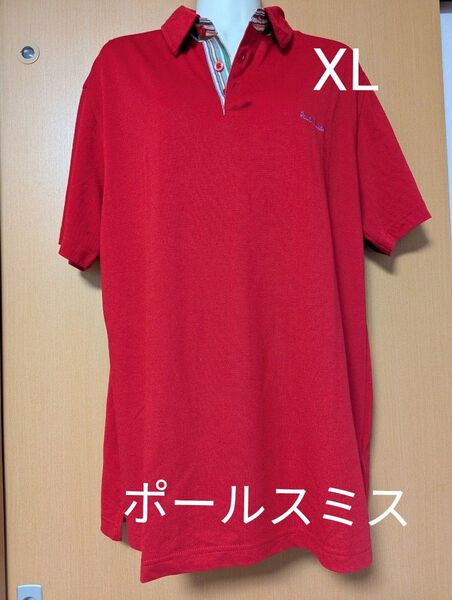 美品●ポールスミスPaul Smith LONDON●マルチカラー●メンズ●ポロシャツ ●レッド●希少XLサイズ●ゴルフ等にも